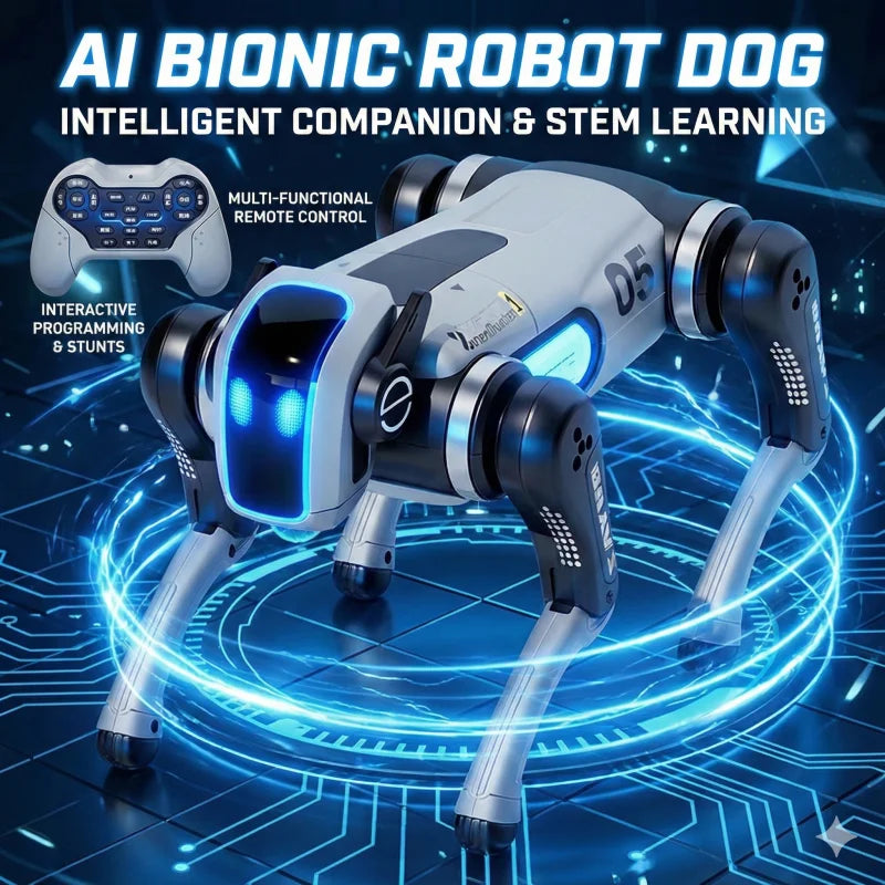 Intelligent AI Bionic Robot Dog Toy Programmable STEM RC Robot Puppy with Voice & Touch Interaction, Stunts, Music & Dance Dog - Daisan Mart