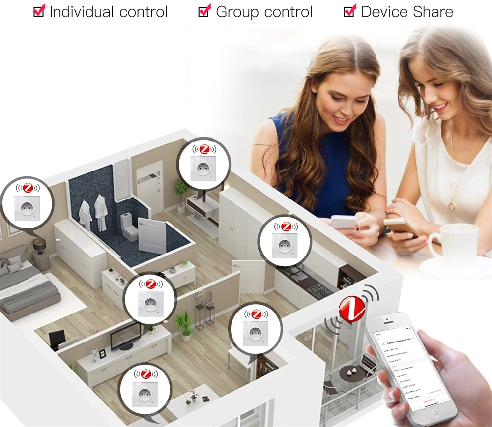 Ổ Cắm Thông Minh Moes ZigBee - Điều Khiển Bằng Giọng Nói