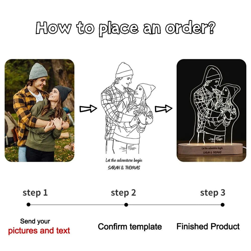 Đèn 3D Khắc Ảnh & Chữ Tặng Kỷ Niệm Cá Nhân Hóa