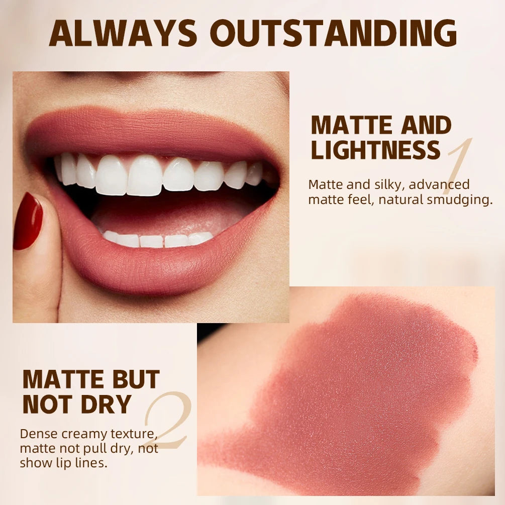 Bút Son Lì QIBEST 12 Màu Dưỡng Ẩm Lâu Trôi