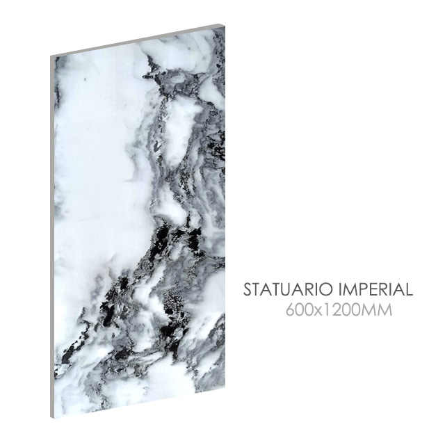 Premium Anti-slip Polished Porcelain Tiles 600x1200mm Luxurious Statuario Marble Design Modern Style for Home Interiors 