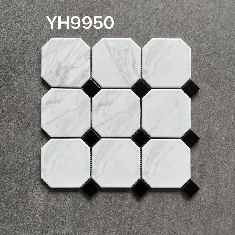 6mm Antibacterial White Porcelain Octagonal Kitchen Tiles