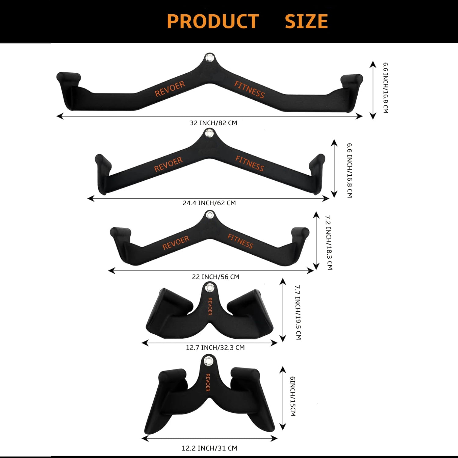 5 Pcs Lat Pull Down Bars ,LAT Pulldown Attachment, Cable Machine Rowing V-bar Attachment