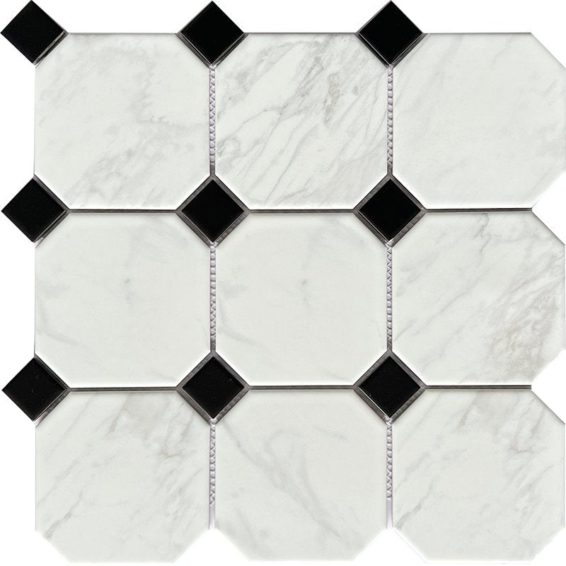 6mm Antibacterial White Porcelain Octagonal Kitchen Tiles
