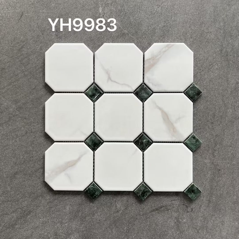 6mm Antibacterial White Porcelain Octagonal Kitchen Tiles