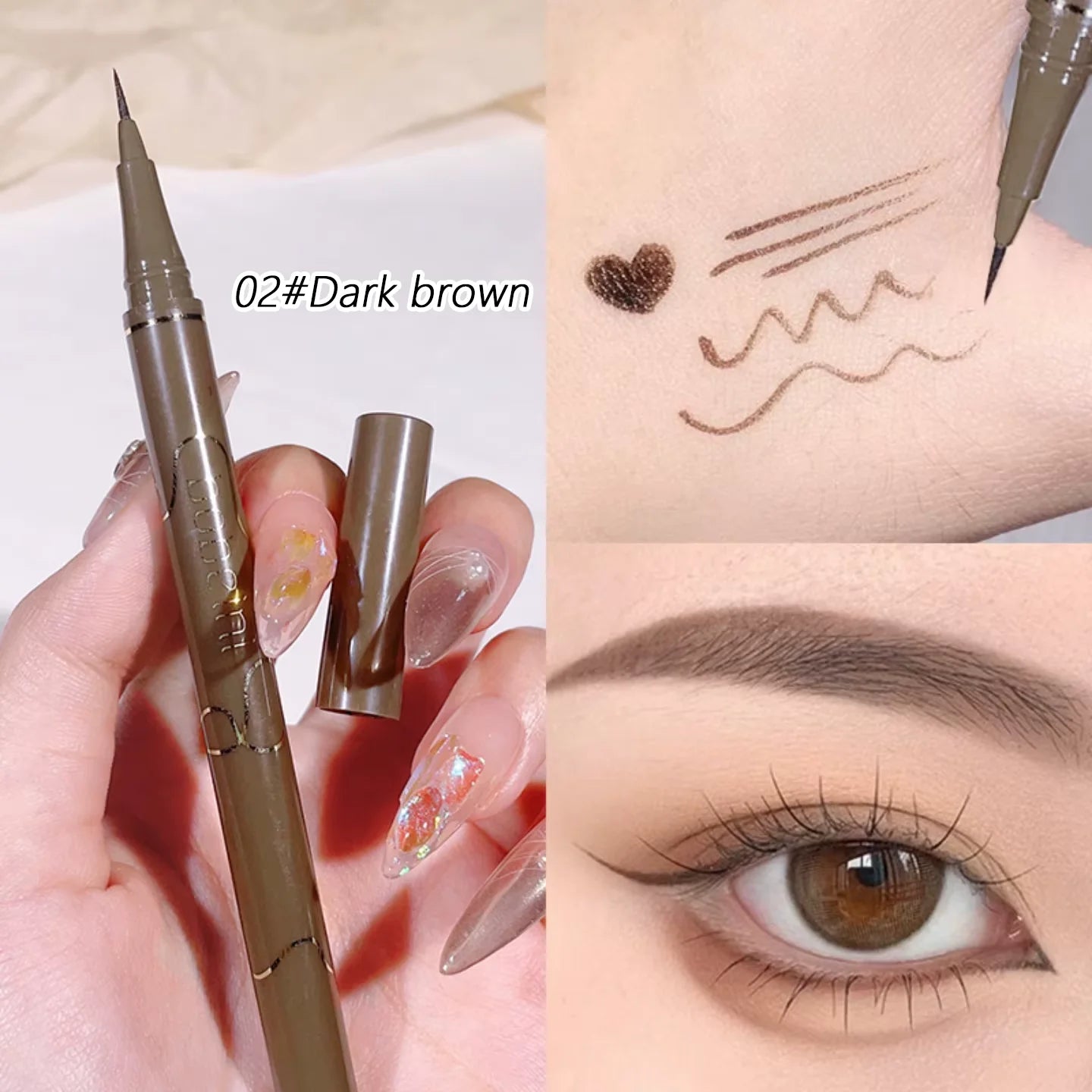 Super Thin 0.05mm Eyeliner, Long Lasting, 4 Smudge-Proof Colors