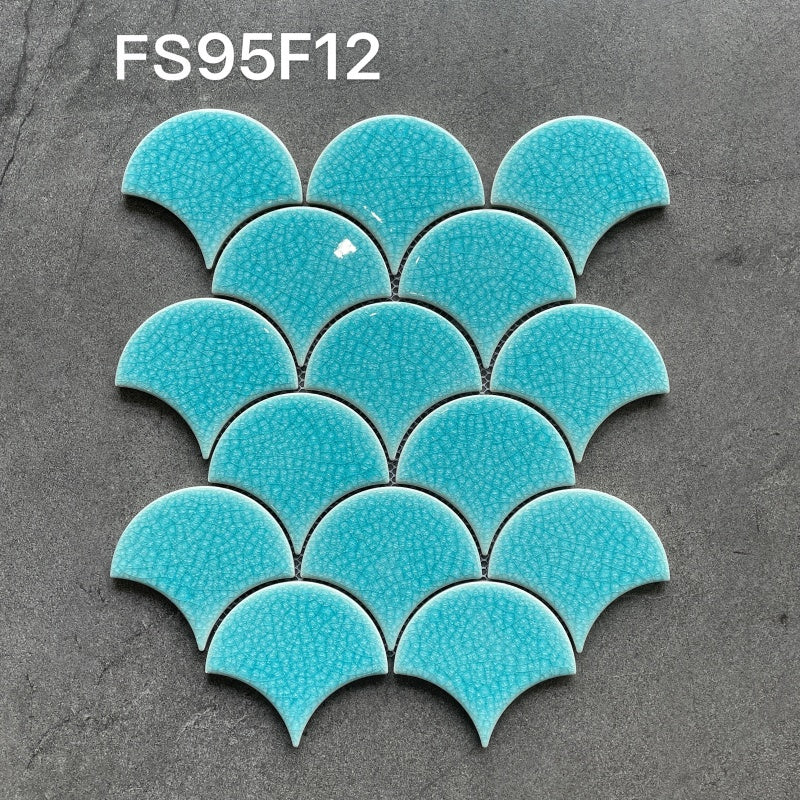 6mm Antibacterial Fireproof Sky Blue Ceramic Mosaic Tile