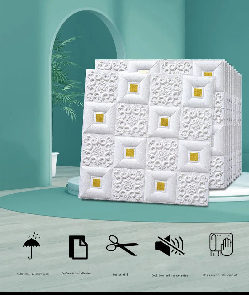 3D Waterproof Foam Tiles 70x70 - Beautiful Decoration