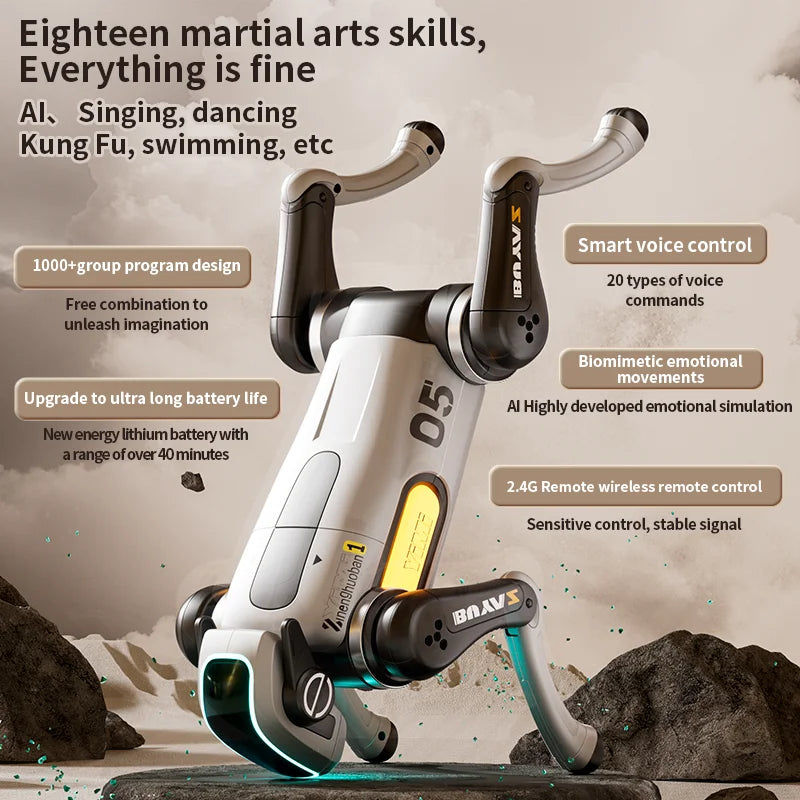 Intelligent AI Bionic Robot Dog Toy Programmable STEM RC Robot Puppy with Voice & Touch Interaction, Stunts, Music & Dance Dog - Daisan Mart