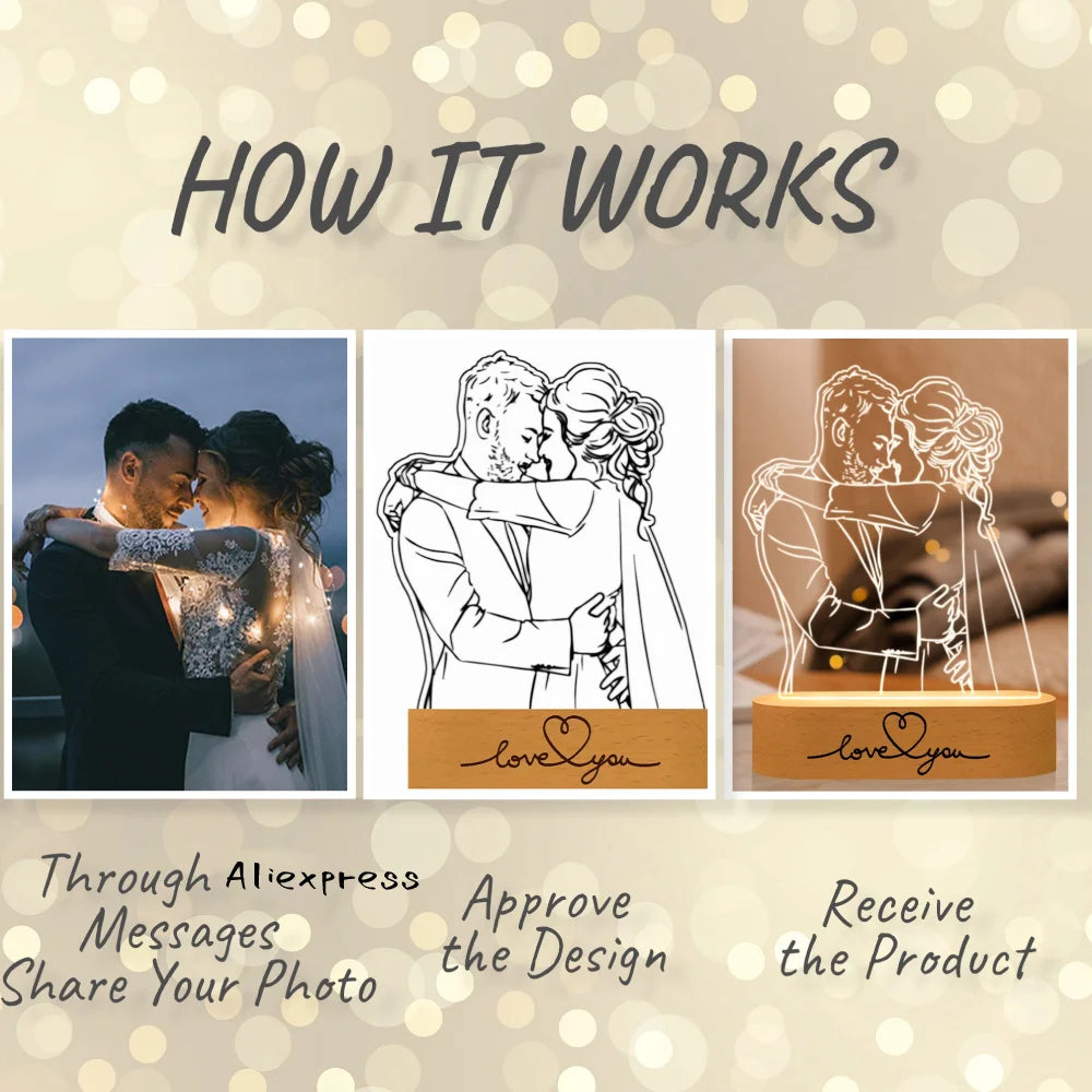 Đèn 3D Khắc Ảnh & Chữ Tặng Kỷ Niệm Cá Nhân Hóa