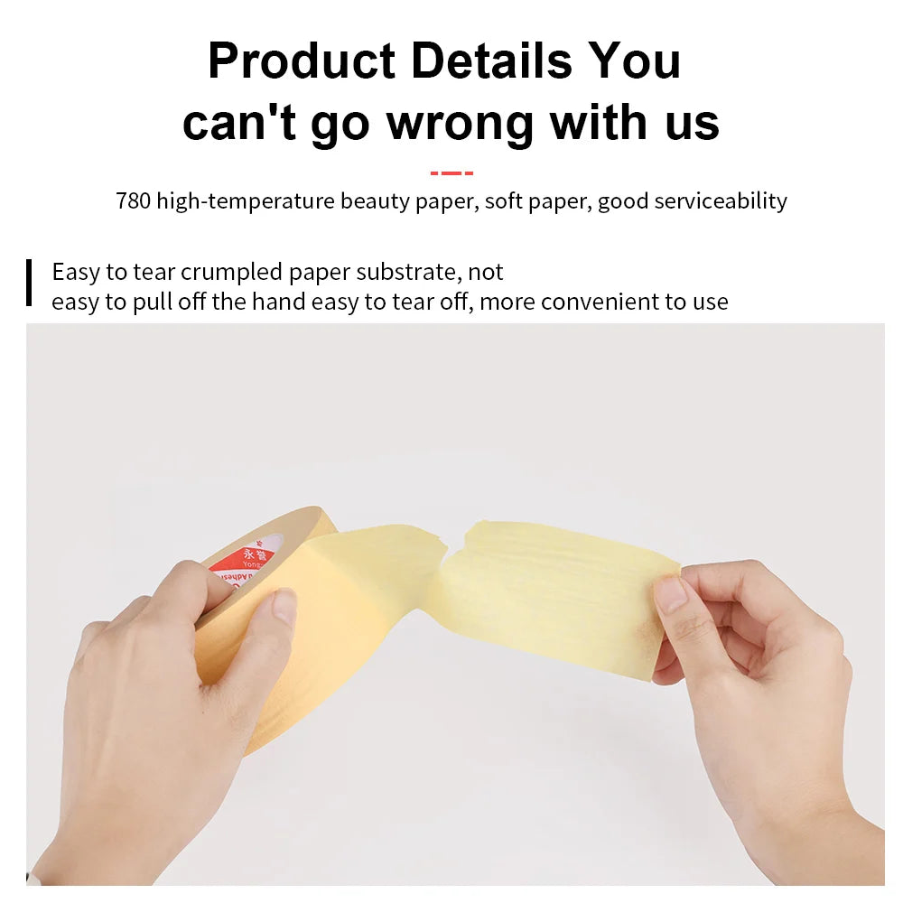 50M Crepe Paper Tape Car Painting Protection Paper Tape No Glue Residue Masking Adhesive Tapes Spray Paint Masking Art Stickers - Daisan Mart