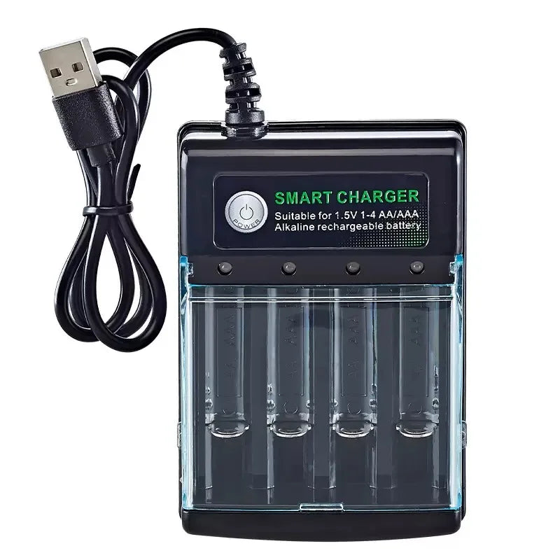 Sạc Pin Thông Minh 4 Khe USB 1.5V AA Có Nắp Bảo Vệ