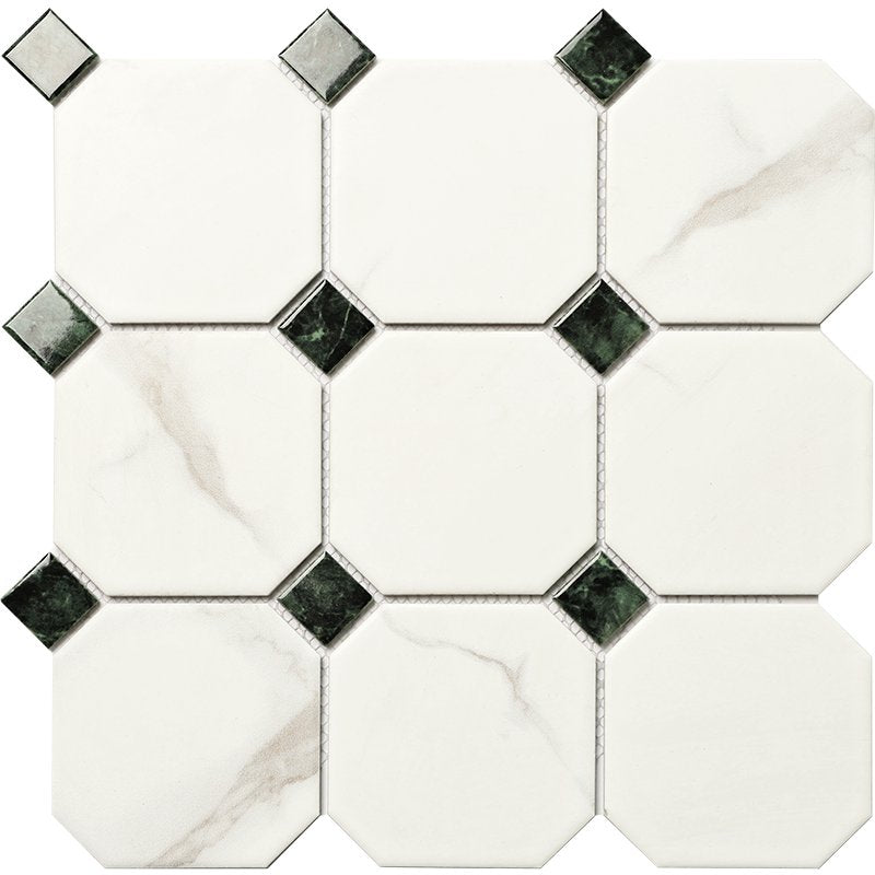 6mm Antibacterial White Porcelain Octagonal Kitchen Tiles