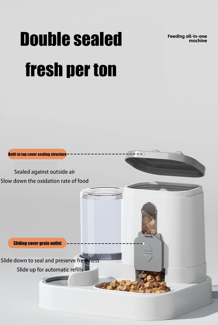 Pet large-capacity feeder integrated automatic water dispenser cat food bowl dog feeding bowl cat bowl dog bowl pet supplies - Daisan Mart
