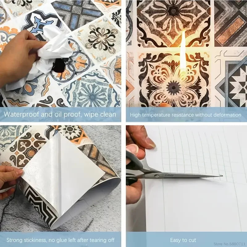 Giấy Dán Tường 3D Chống Nước Trang Trí Tủ Bếp PVC