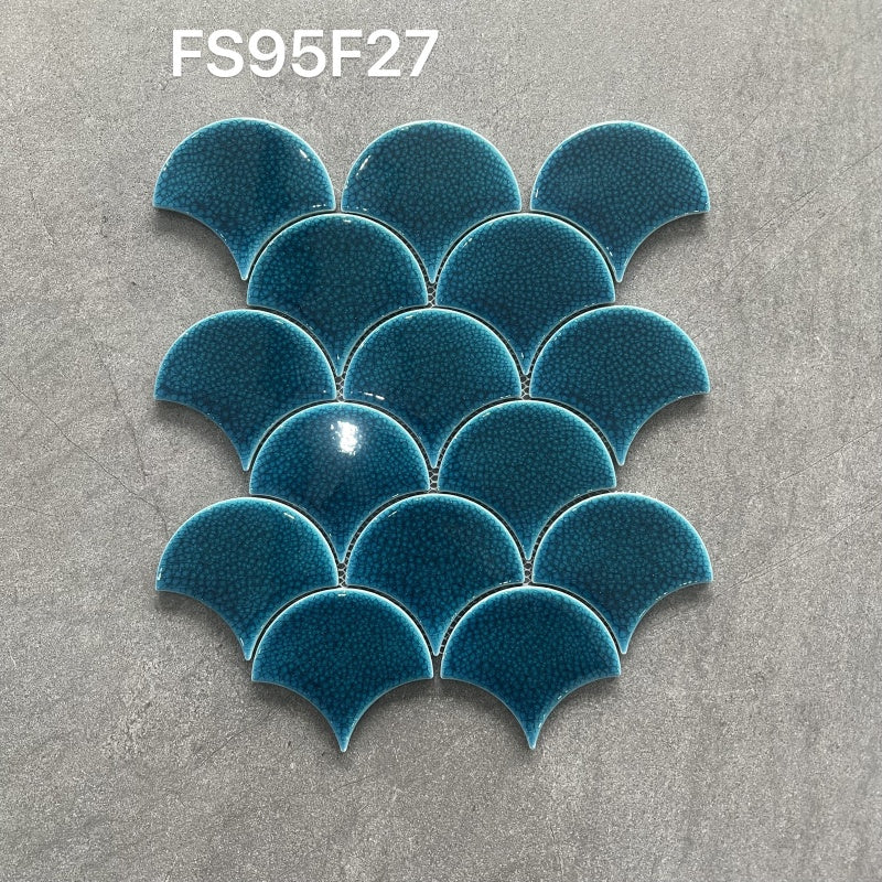 6mm Antibacterial Fireproof Sky Blue Ceramic Mosaic Tile