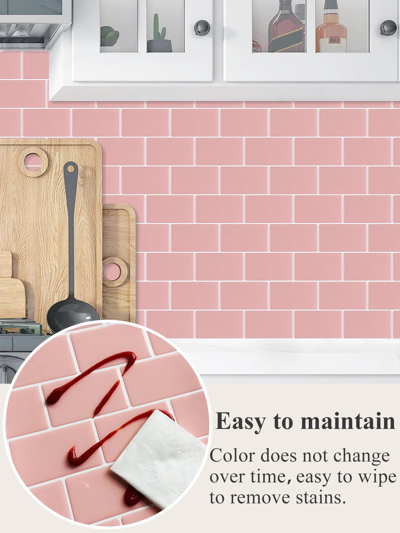5PCS 3D Wall Tile Stickers Kitchen Backsplash Waterproof Heat Resistant Wallpaper 12x12 Inch Strong Adhesive for Home Decoration