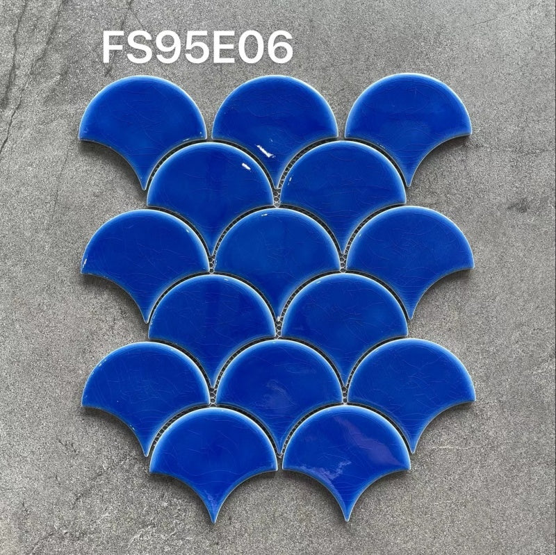 6mm Antibacterial Fireproof Sky Blue Ceramic Mosaic Tile
