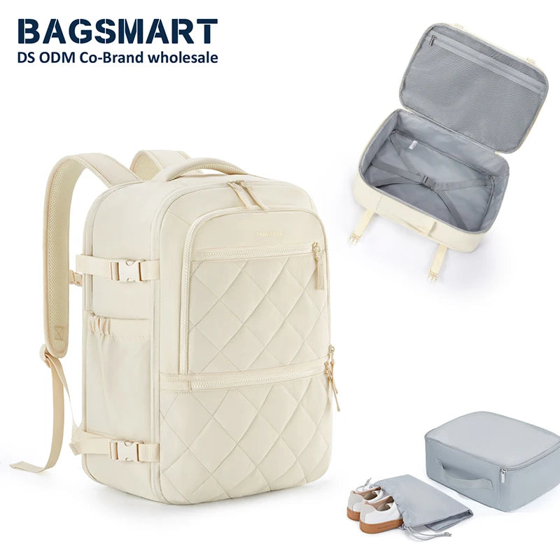 BAGSMART 3PCS Suitcases Travel Backpack for Women 17.3 inch Laptop Backpack Anti-theft Waterproof School Backpack