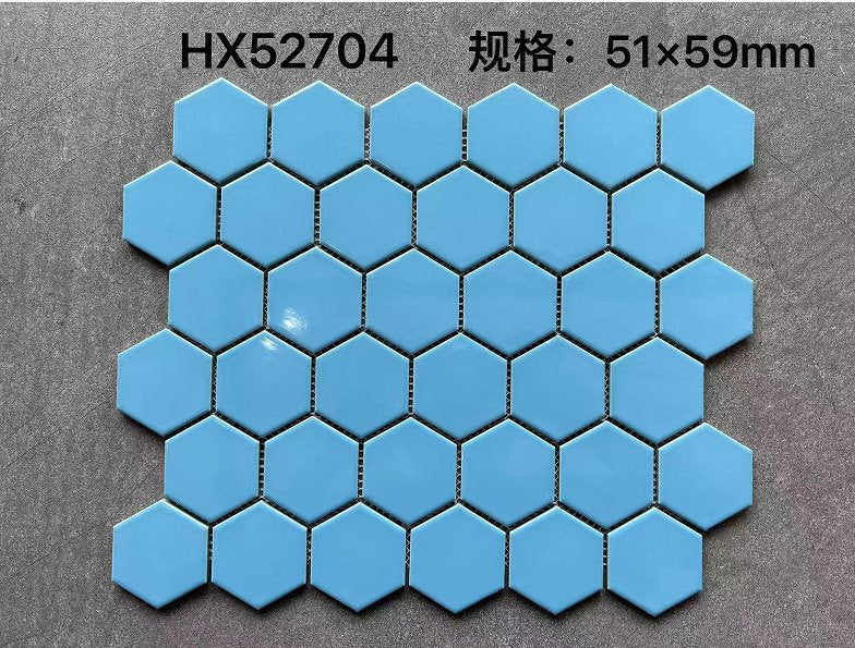 Modern Hexagon Black Ceramic Mosaic Tile Antibacterial