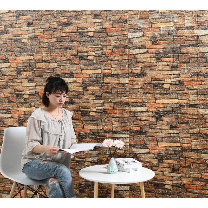Giấy Dán Tường 3D Giả Gạch Chống Thấm 12 Miếng - Daisan Mart