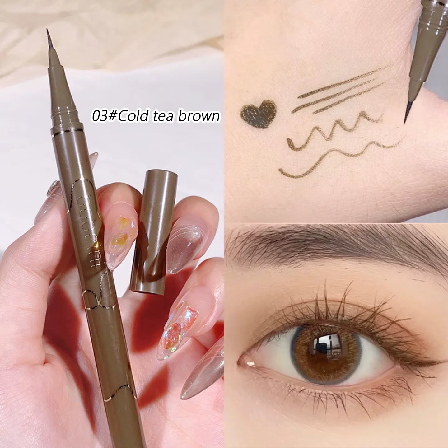 Super Thin 0.05mm Eyeliner, Long Lasting, 4 Smudge-Proof Colors