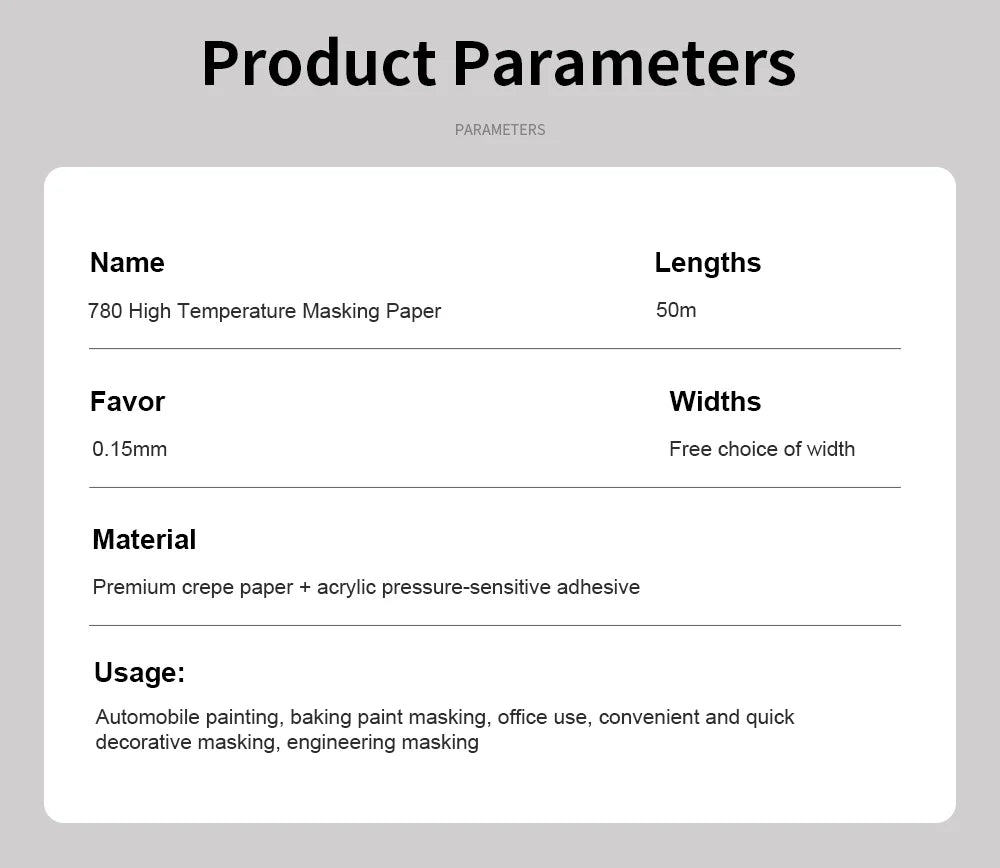 50M Crepe Paper Tape Car Painting Protection Paper Tape No Glue Residue Masking Adhesive Tapes Spray Paint Masking Art Stickers - Daisan Mart