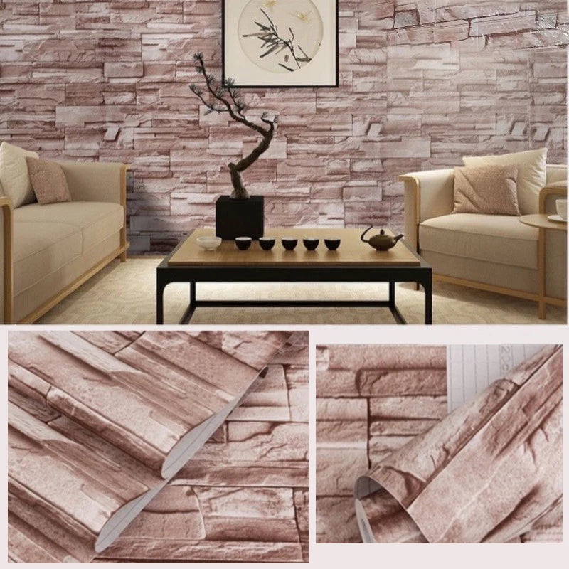 Giấy Dán Tường Giả Gạch PVC Chống Nước Tự Dán 35x38.5