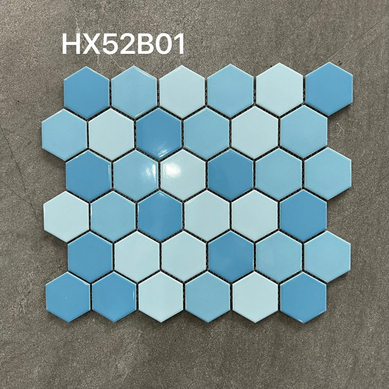 Modern Hexagon Black Ceramic Mosaic Tile Antibacterial