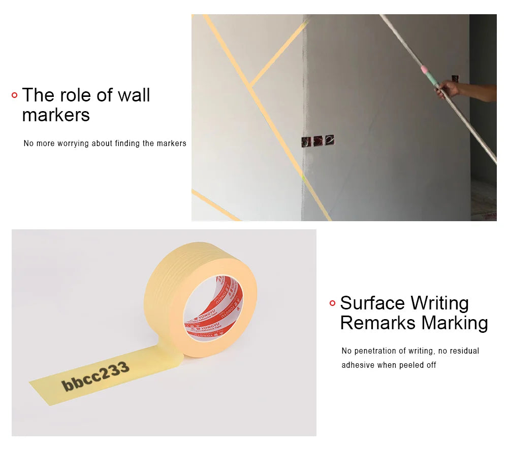 50M Crepe Paper Tape Car Painting Protection Paper Tape No Glue Residue Masking Adhesive Tapes Spray Paint Masking Art Stickers - Daisan Mart