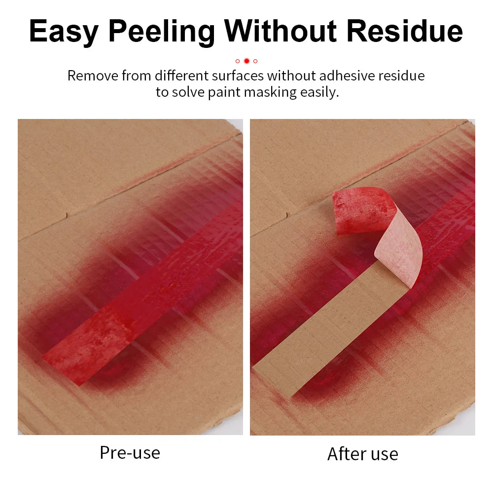 50M Crepe Paper Tape Car Painting Protection Paper Tape No Glue Residue Masking Adhesive Tapes Spray Paint Masking Art Stickers - Daisan Mart