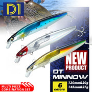 D1 Multi Piece Set Floating Minnow Fishing Lure 120mm/145mm Flash Flake Assassin Floating Hard Bait For Pike Bass Tackle