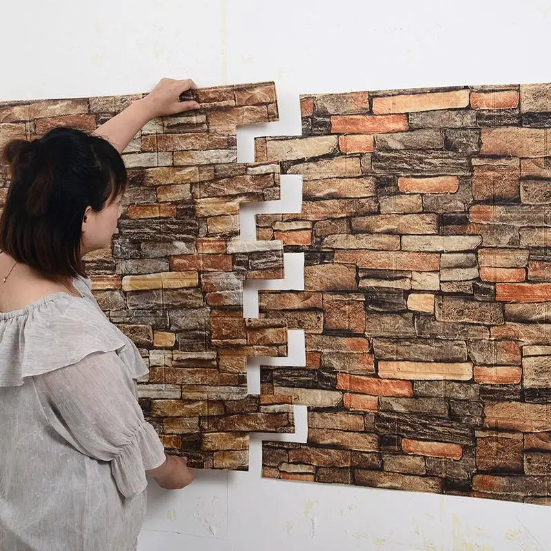 Giấy Dán Tường 3D Giả Gạch Chống Thấm 12 Miếng - Daisan Mart