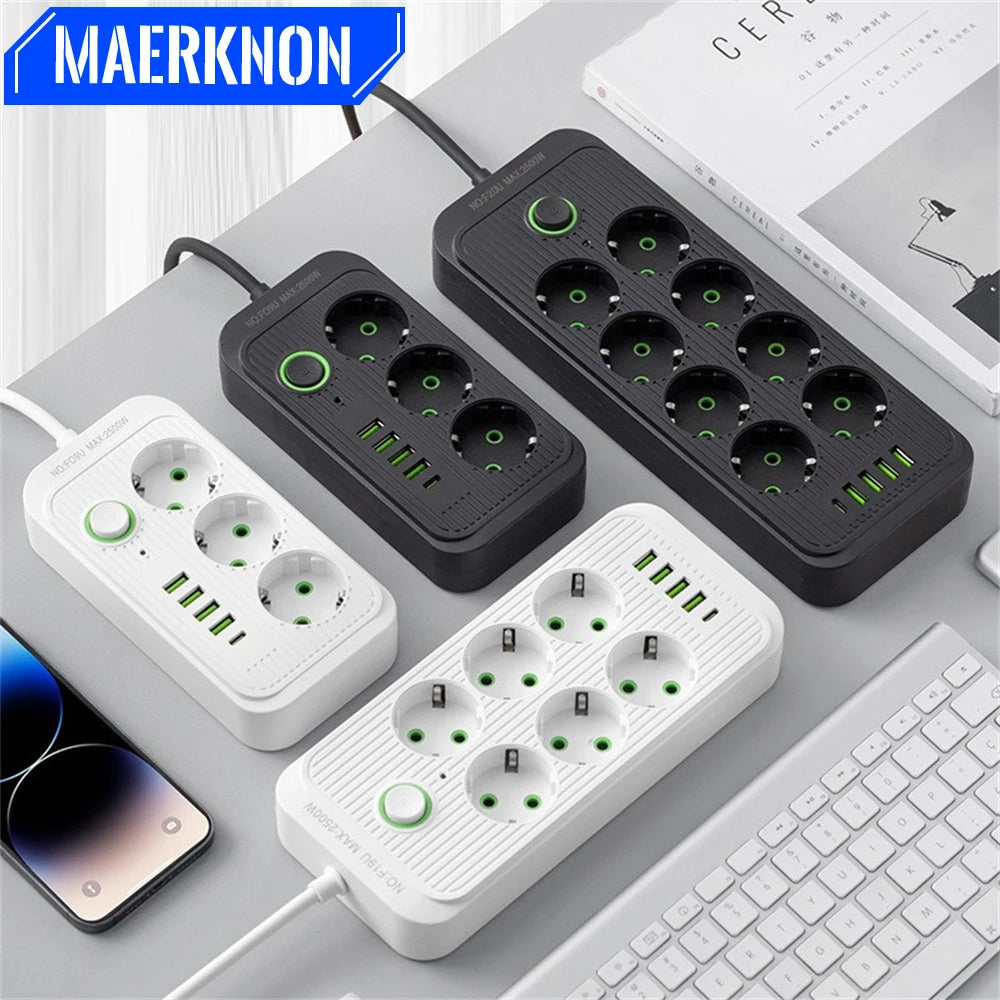 Ổ Cắm Điện Đa Năng 4 USB, 1 Type C, 2M, Chống Sét - Daisan Mart