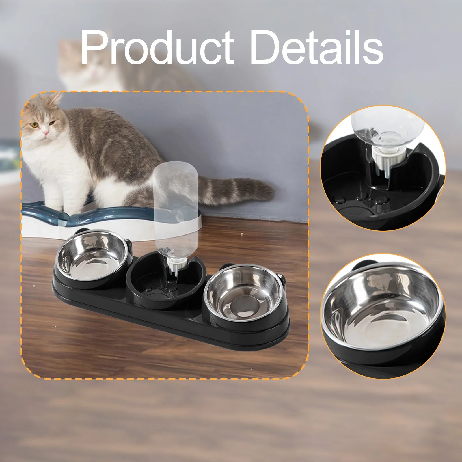 3 in 1 Multi-Function Pet Feeder with Automatic Waterer Detachable Bowls for Wet And Dry Food Suitable for Cats Dogs Rabbits - Daisan Mart