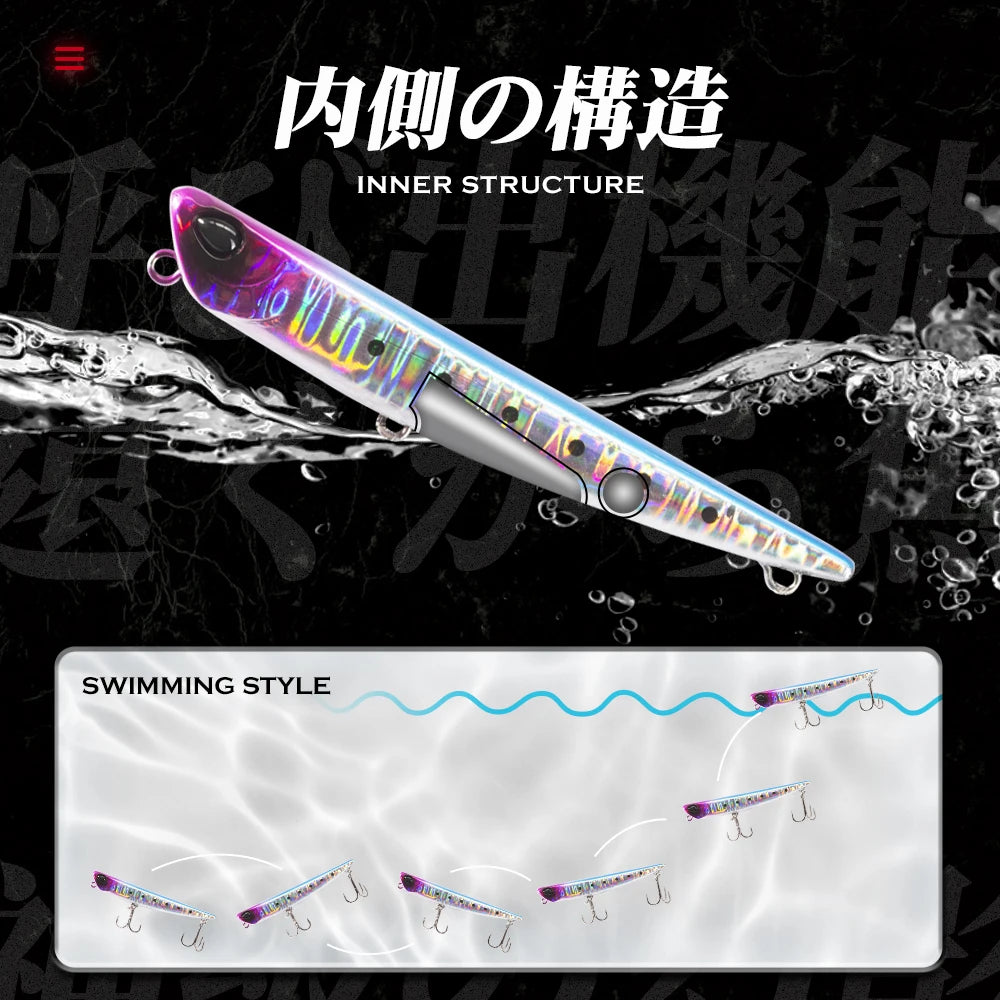 Hunthouse Sinking Pencil Fishing Lure 75mm/8g Bay RUF MANIC Stickbait BKK Hook Hard Lure For Seabass Fish Tackle lw507