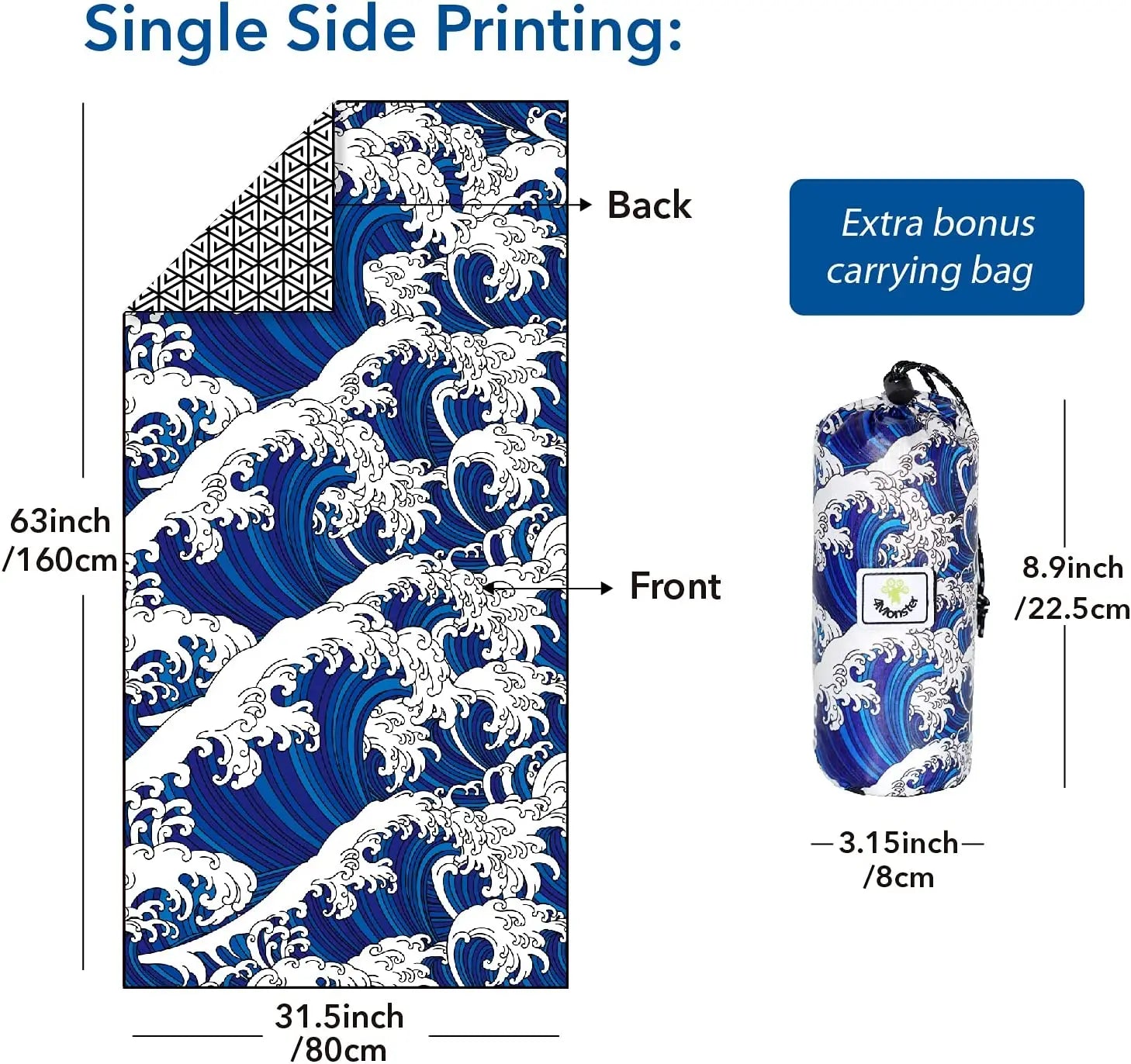 Microfiber Beach Towel Quick Dry,Super Absorbent Lightweight Travel Towel for Swimmers, Sand Free Camping Towel, Beach Towels