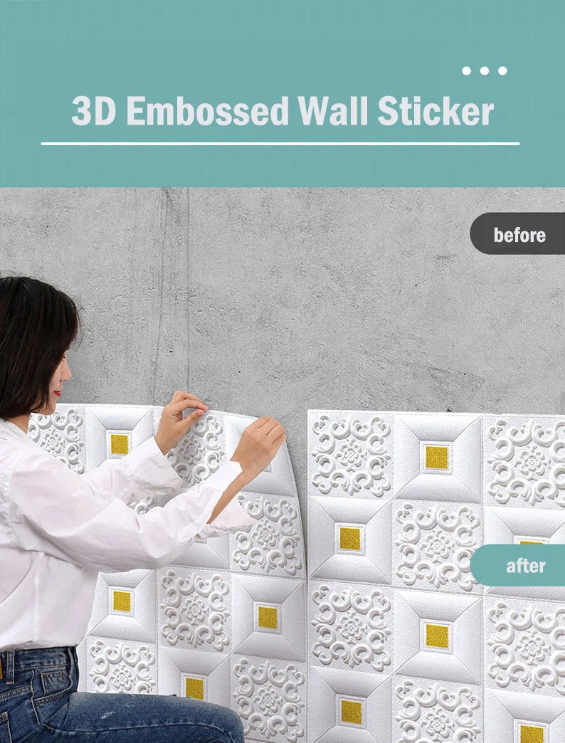 3D Waterproof Foam Tiles 70x70 - Beautiful Decoration