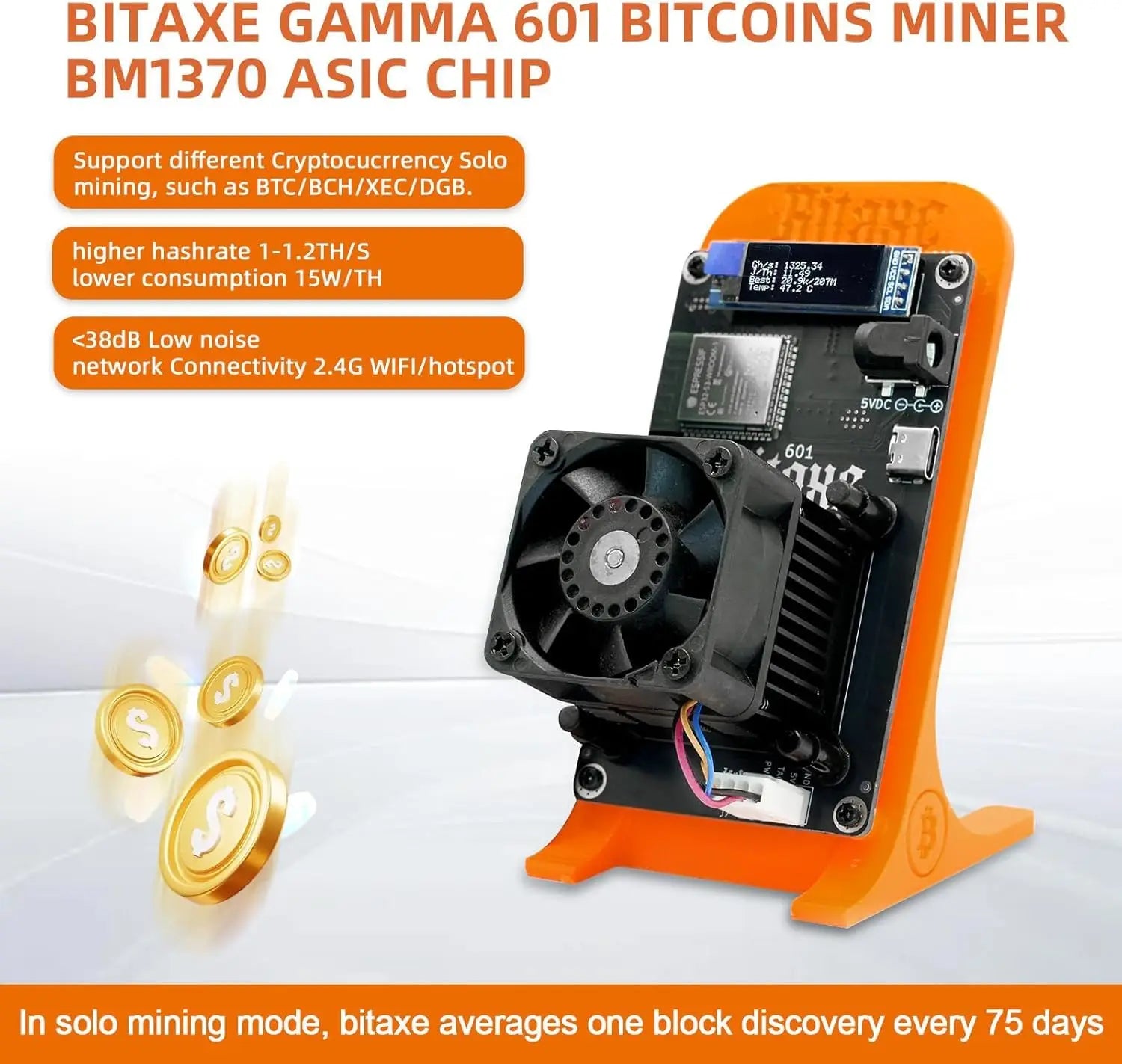 Bitaxe Gamma 601 Bitcoins Miner 1.2TH/S Asik Btc Miner Asic Mining Crypto Miners solo mining Drawing machine miners for crypto - Daisan Mart
