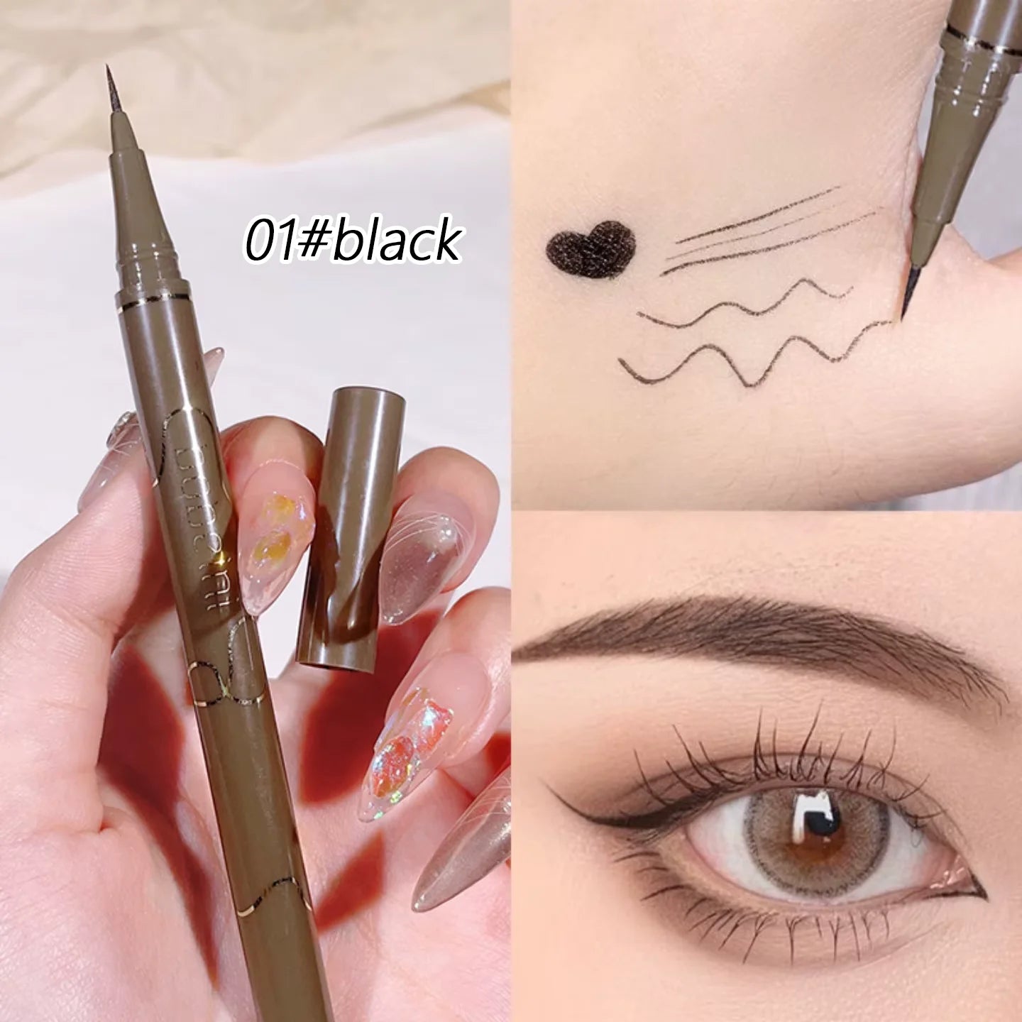 Super Thin 0.05mm Eyeliner, Long Lasting, 4 Smudge-Proof Colors