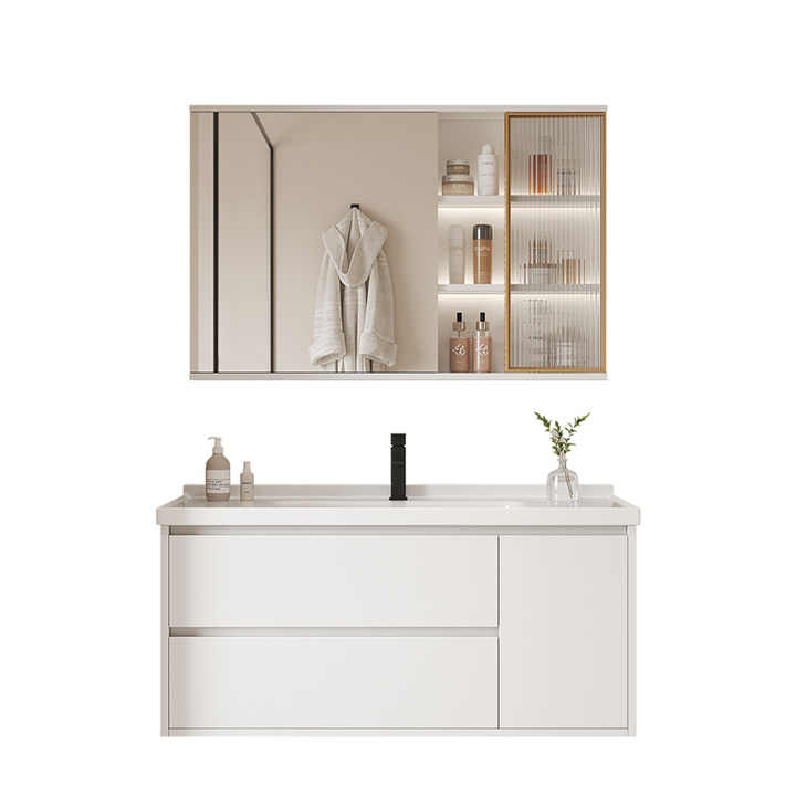 Hotel Project Factory Supply Bathroom Set Luxury Cabinet With Mirror And Basin Wall Mounted Ceramic Sink Vanity Table 