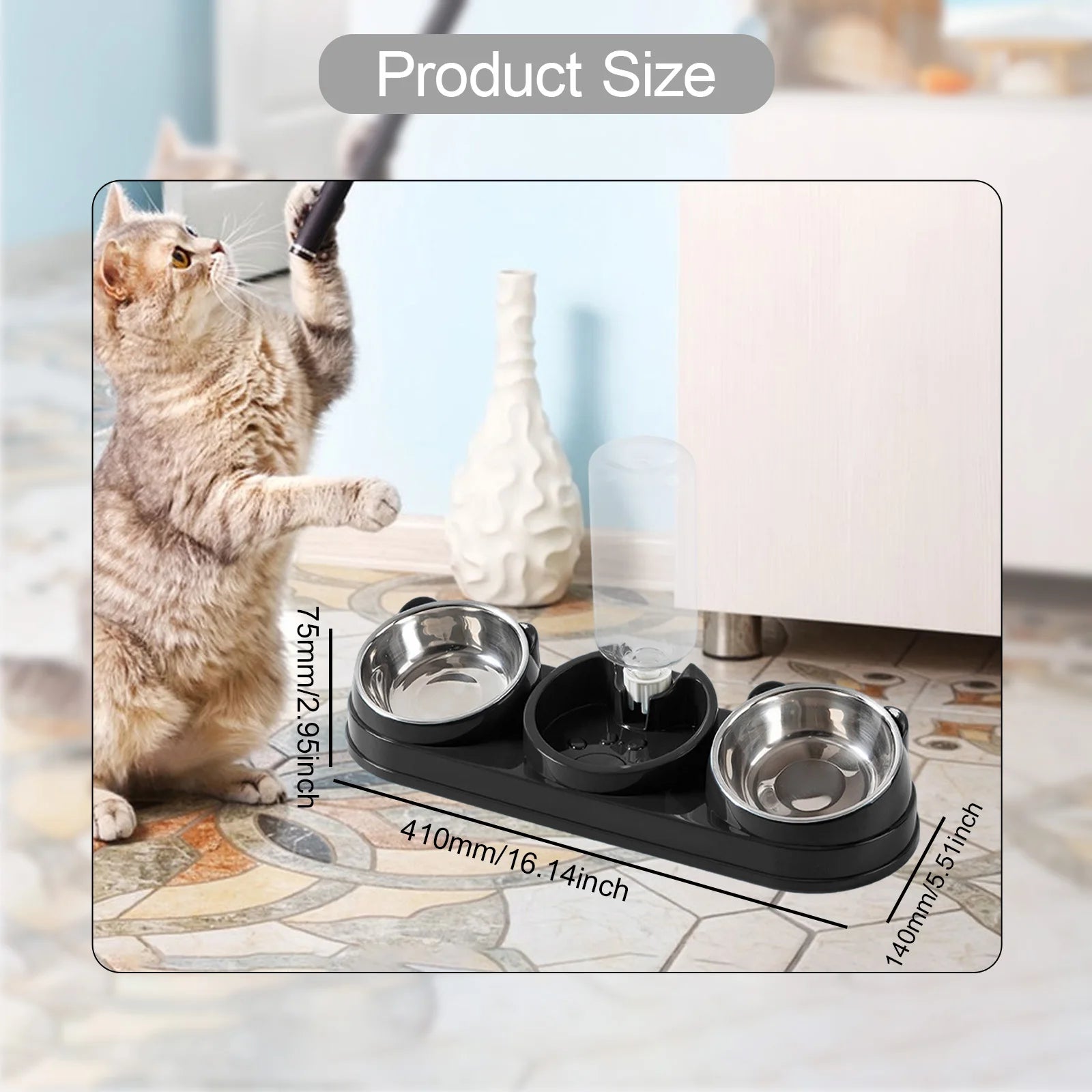 3 in 1 Multi-Function Pet Feeder with Automatic Waterer Detachable Bowls for Wet And Dry Food Suitable for Cats Dogs Rabbits - Daisan Mart