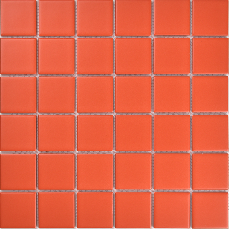 Modern orange ceramic mosaic tiles 48x48mm, antibacterial, fireproof 