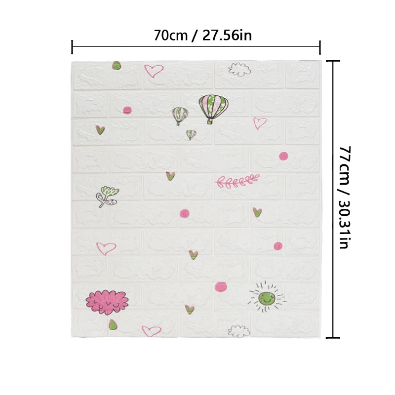 Giấy Dán Tường 3D Chống Thấm Gạch Retro 77x70cm