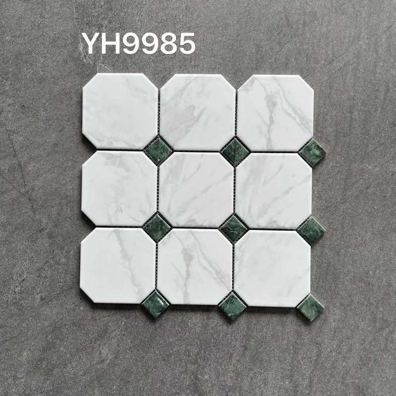 6mm Antibacterial White Porcelain Octagonal Kitchen Tiles