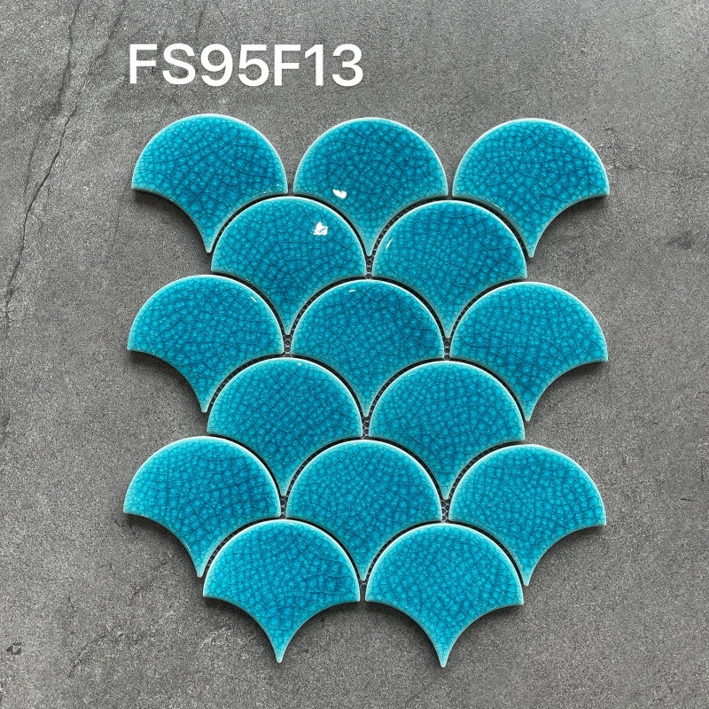 6mm Antibacterial Fireproof Sky Blue Ceramic Mosaic Tile