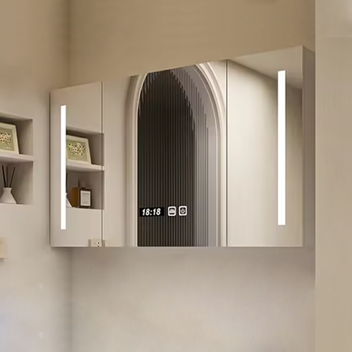 Luxury bathroom mirror with smart design, LED light sensor, anti-fog 