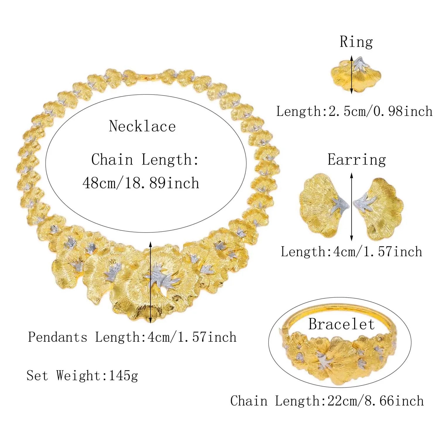 SYHOL Elegant Gold Flower Party Jewelry Set