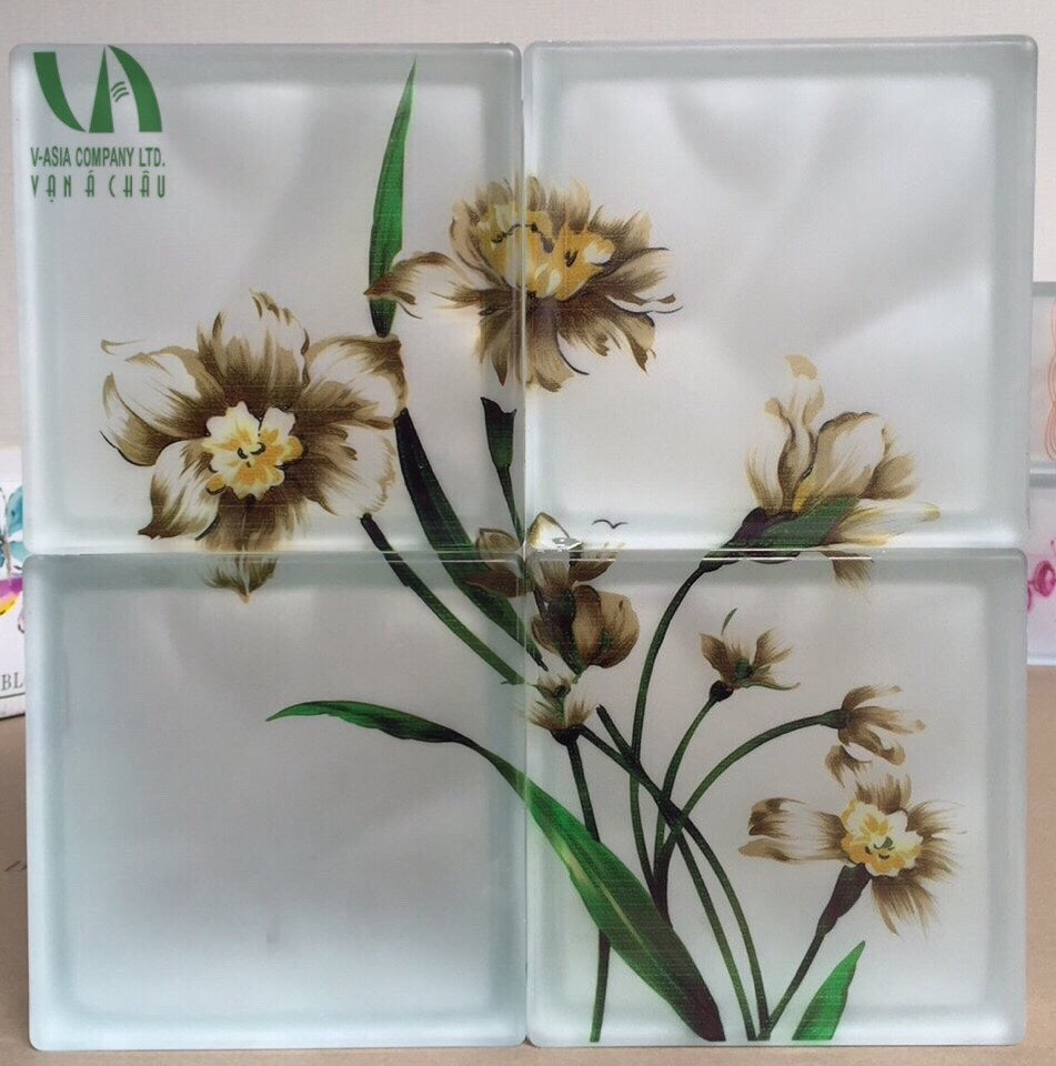 GLASS BRICK FLOWER SET