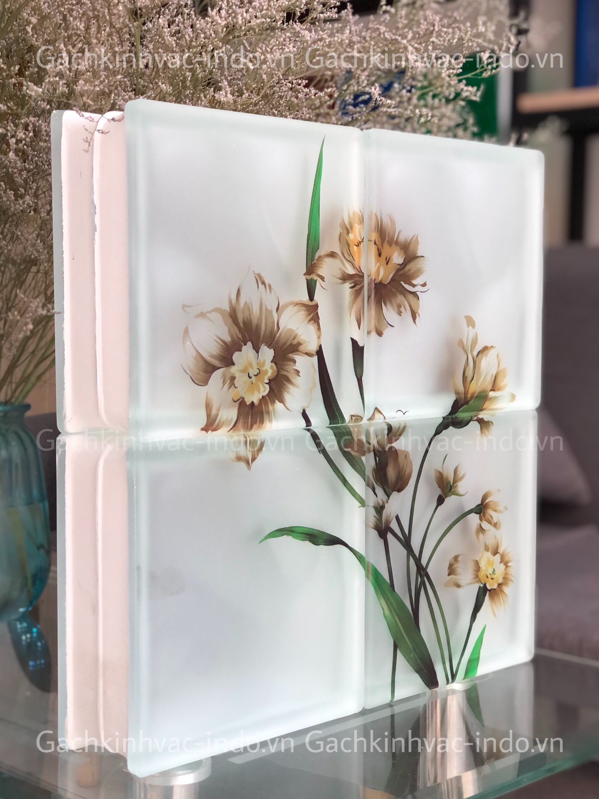 GLASS BRICK FLOWER SET